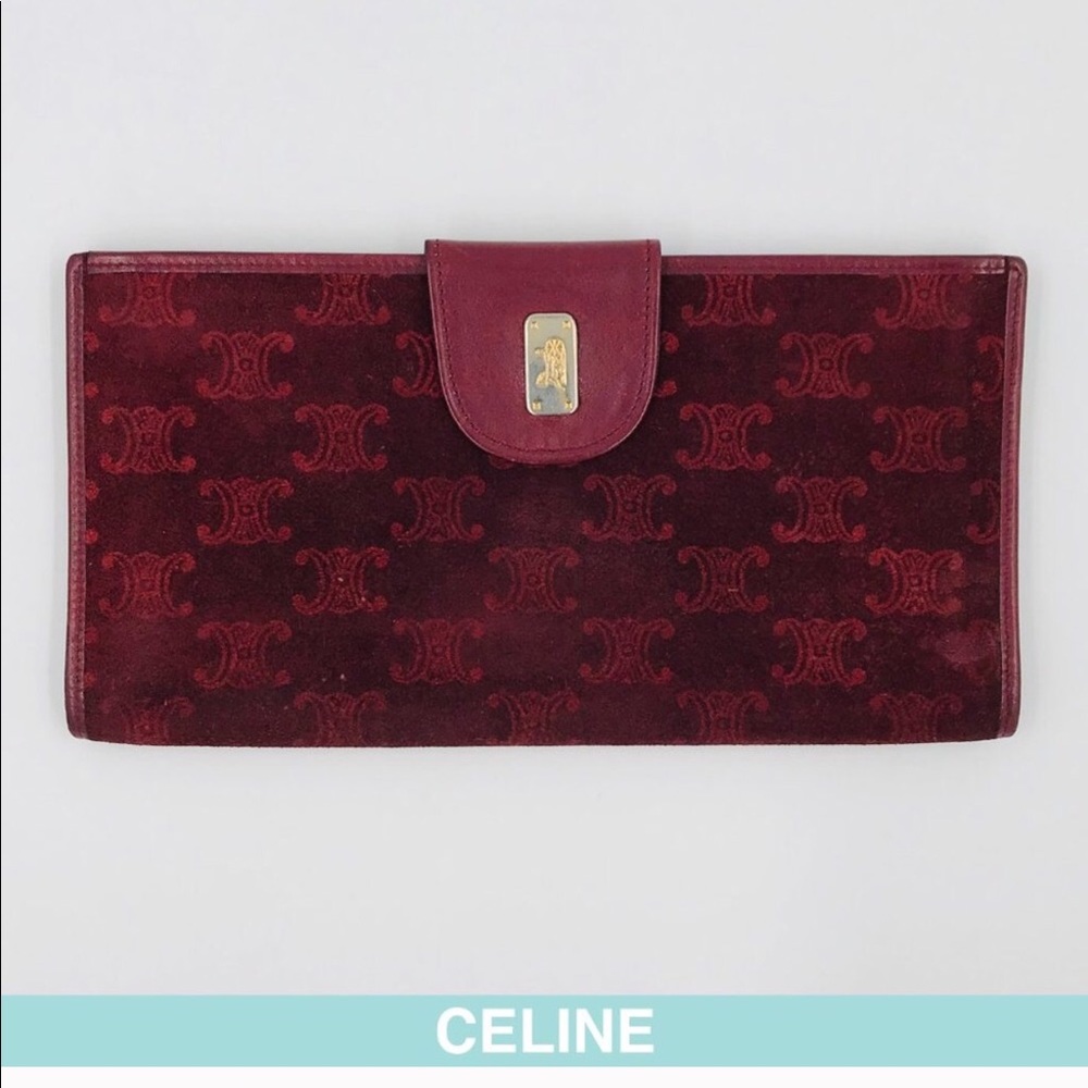 Céline logo dessin red long bifold wallet